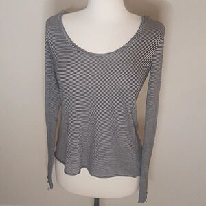 Brandy Melville light high  lo striped scoop neck hooded top